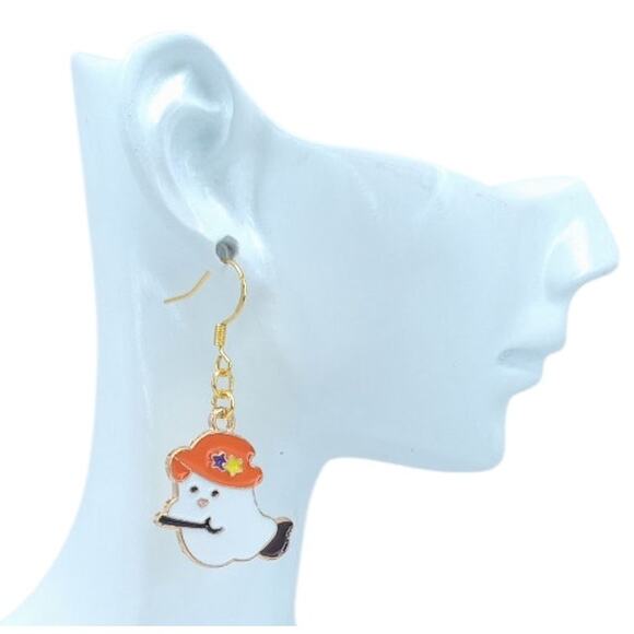 Ghost Witch on Broom Dangle Earrings 🎃 - Picture 2 of 4